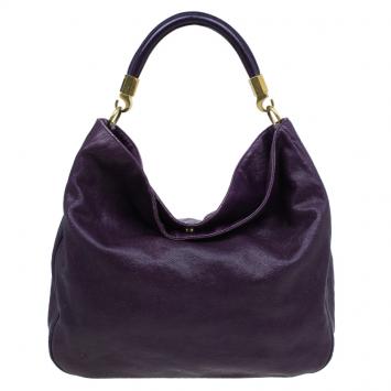 Pre Owned Saint Laurent Paris Purple Stingray Embossed Leather Roady Hobo