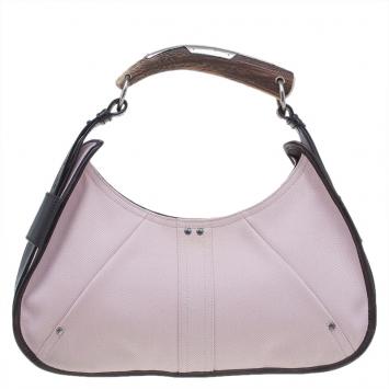 Pre Owned Saint Laurent Paris Pink Denim Mombasa Horn Hobo