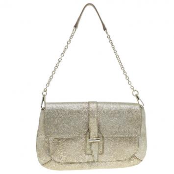 Pre Owned Saint Laurent Paris Metallic Gold Leather Emma Chain Shoulder Bag