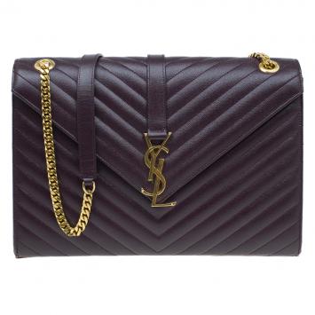 Pre Owned Saint Laurent Paris Burgundy Leather Large Cassandre Flap Bag
