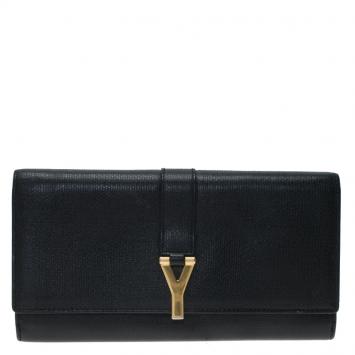 مملوكة مسبقًا Saint Laurent Paris Black Leather CHYC Wallet 