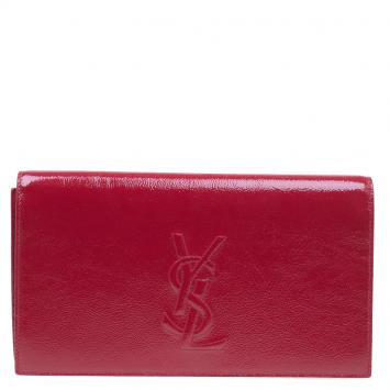 Pre Owned Saint Laurent Paris Red Patent Leather Belle De Jour Flap Clutch