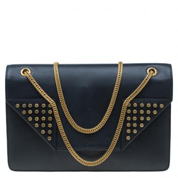 Pre Owned Saint Laurent Paris Black Leather Studded Betty Shoulder Bag