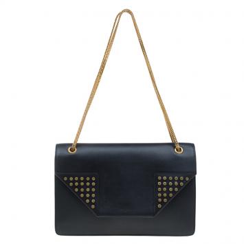 Pre Owned Saint Laurent Paris Black Leather Studded Betty Shoulder Bag