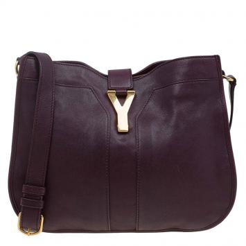Pre Owned Saint Laurent Paris Burgundy Leather Medium Cabas Chyc Shoulder Bag