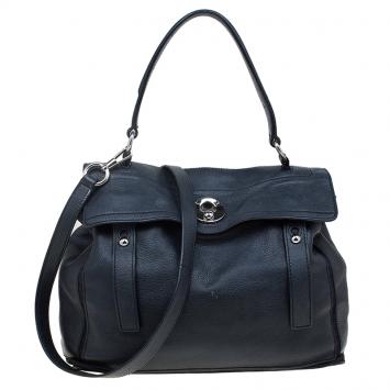 Pre Owned Saint Laurent Paris Black Leather Medium Muse Two Satchel