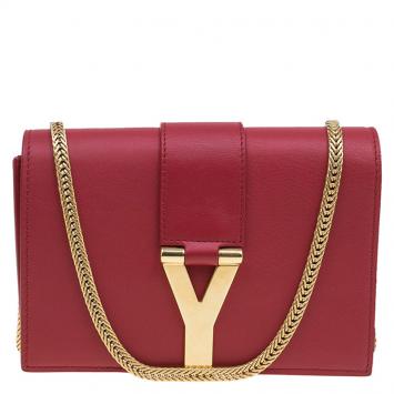 Pre Owned Saint Laurent Red Leather Mini ChYc Crossbody Bag