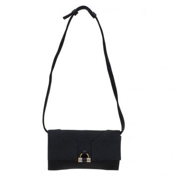Pre Owned Saint Laurent Paris Black Satin Muse Travel Clutch