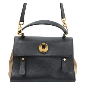 Pre Owned Saint Laurent Paris Bi Color Leather/Suede Muse Two Satchel