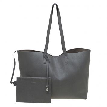 Pre Owned Saint Laurent Paris Grey Leather Shopper Tote