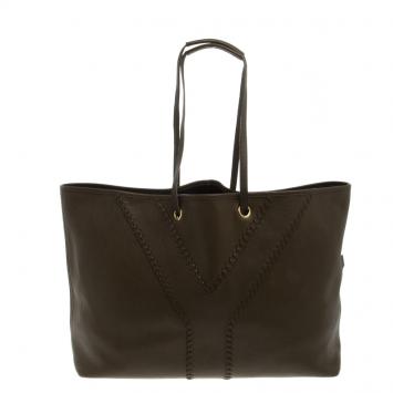 Pre Owned Saint Laurent Paris Brown Leather Reversible Neo Double Tote