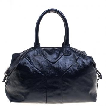 Pre Owned Saint Laurent Paris Black Patent Leather Medium Easy Y Bag