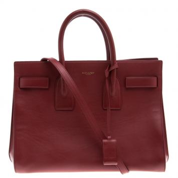 Pre Owned Saint Laurent Paris Red Leather Small Classic Sac De Jour Tote