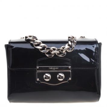 Pre Owned Saint Laurent Paris Black Patent Leather Le Sixieme Shoulder bag