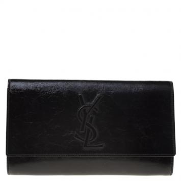Pre Owned Saint Laurent Paris Black Patent Leather Belle De Jour Flap Clutch