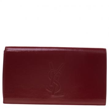 Pre Owned Saint Laurent Paris Red Patent Leather Belle De Jour Flap Clutch