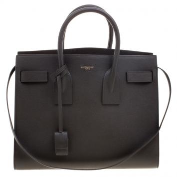 Pre Owned Saint Laurent Paris Seaweed Green Leather Small Classic Sac De Jour Tote