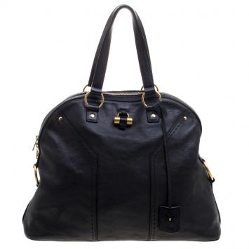 Pre Owned Saint Laurent Paris Black Leather Oversized Muse Tote