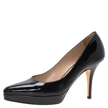 Pre Owned Saint Laurent Paris Black Patent Pointed Pumps Size 37