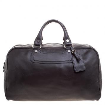 Pre Owned Celine Dark Brown Leather Traveling Bag