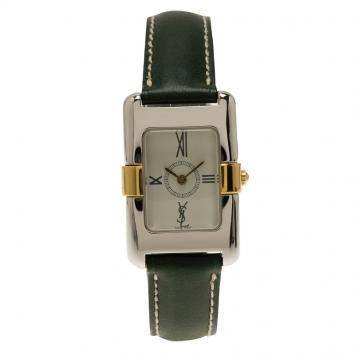 Pre Owned Saint Laurent Paris White Stainless Steel Classic Women's Wristwatch 21MM