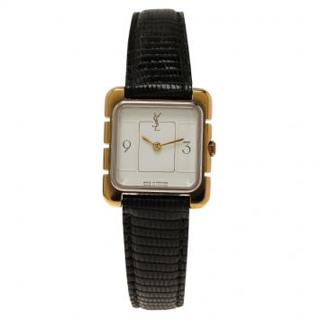 Pre Owned Saint Laurent Paris White Gold-Plated Steel Women's Wristwatch 22MM
