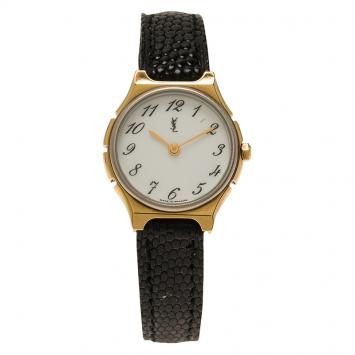 Pre Owned Saint Laurent Paris White Gold-Plated Stainless Steel Classic Women's Wristwatch 25MM