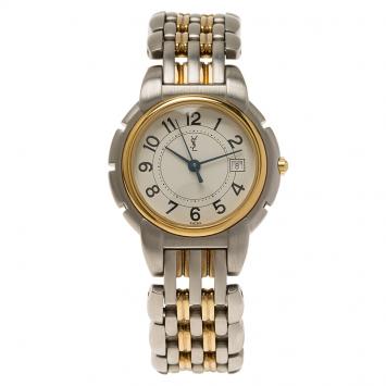 Pre Owned Saint Laurent Paris White Gold-Plated Stainless Steel  Classic Women's Wristwatch 28MM