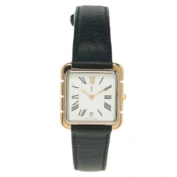 Pre Owned Saint Laurent Paris White Gold-Plated Steel Women's Wristwatch 27MM