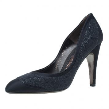 Pre Owned Salvatore Ferragamo Black Satin Riflessa Pumps Size 42