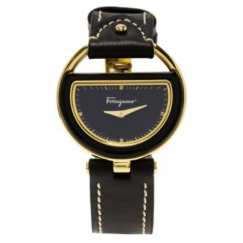 Pre Owned Salvatore Ferragamo Black Stainless Steel FG5010014 Women's Wristwatch 36MM