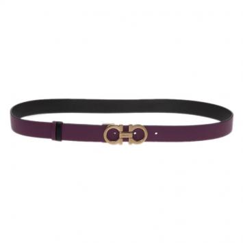 Pre Owned Salvatore Ferragamo Purple Leather Reversible Gancini Buckle Belt 75CM