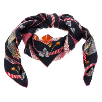 Pre Owned Salvatore Ferragamo Multicolor Hot Air Balloon Print Silk Square Scarf