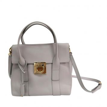 Pre Owned Salvatore Ferragamo Lavender Calfskin Leather Small Sookie Satchel