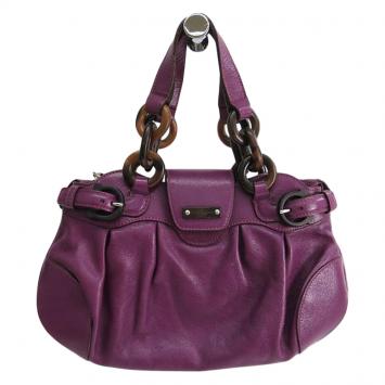 Pre Owned Salvatore Ferragamo Purple Leather Marisa Shoulder Bag