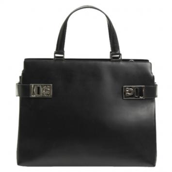 Pre Owned Salvatore Ferragamo Black Leather Tote