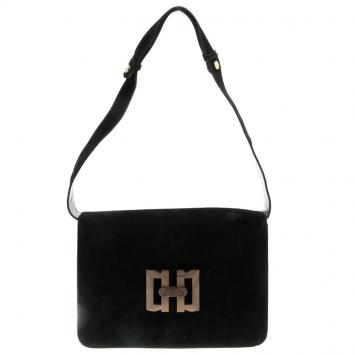 Pre Owned Salvatore Ferragamo Black Suede Shoulder Bag
