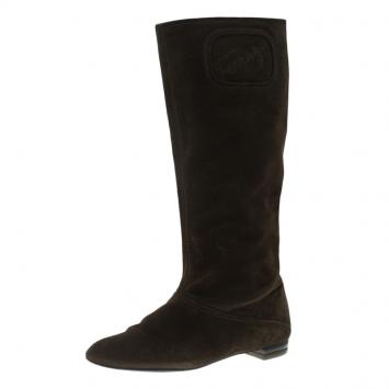 Pre Owned Salvatore Ferragamo Brown Suede 'My Sweet' Boots Size 38