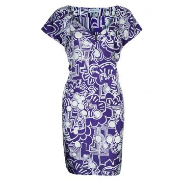 Pre Owned See by Chloe Purple Abstract Print Dress M