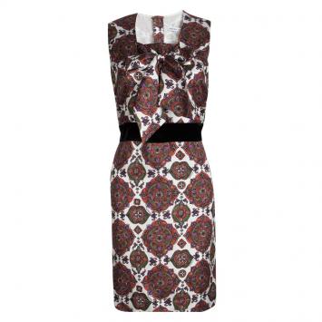Pre Owned See By Chloe Printed Silk Front Tie Detail Sleeveless Dress M