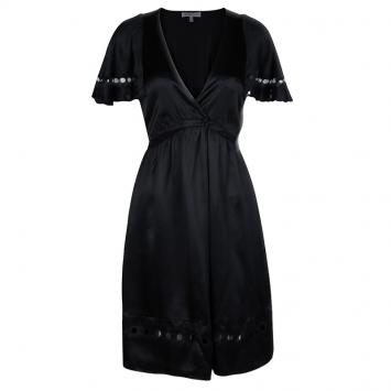Pre Owned See by Chloe Black Silk Cutwork Detail Dress S