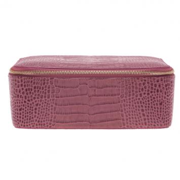 Pre Owned Smythson Pink Python Embossed Leather Mara Jewelry Pouch