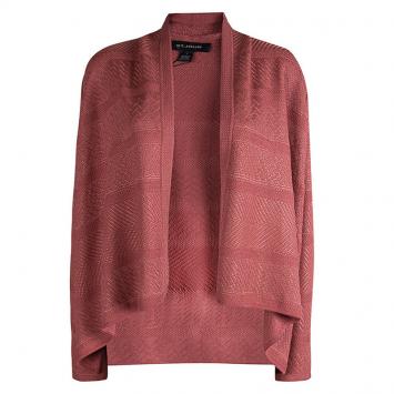 Pre Owned St. John Cardigan Pink Patterned Knit High Low Cardigan P