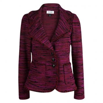 Pre Owned St. John Collection Pink Textured Tweed Blazer M