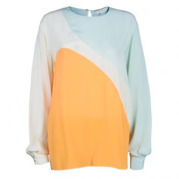 Pre Owned Stella McCartney Colorblock Chiffon Top L
