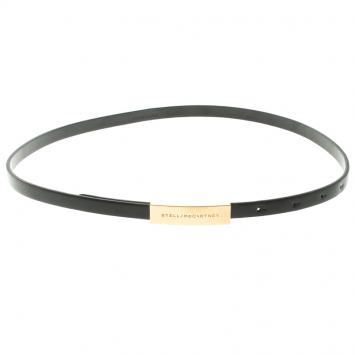 Pre Owned Stella McCartney Black Faux Leather Skinny Belt 70 CM