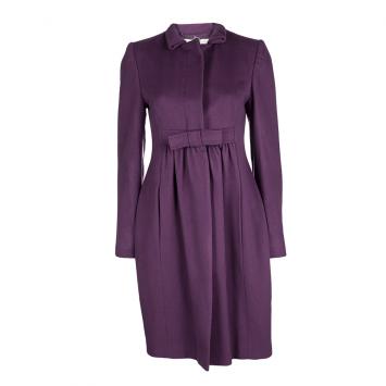 Pre Owned Stella McCartney Purple Wool Cashmere Bow Detail Dress Coat M