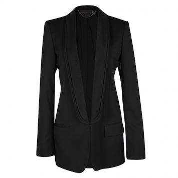 Pre Owned Stella McCartney Navy Blue Wool Contrast Lapel Detail Blazer L