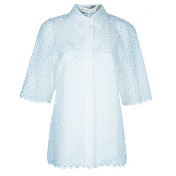 Pre Owned Stella McCartney White Cut Out Embroidered Top M