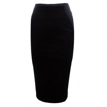 Pre Owned Stella McCartney Black Velvet Paneled Pencil Skirt S